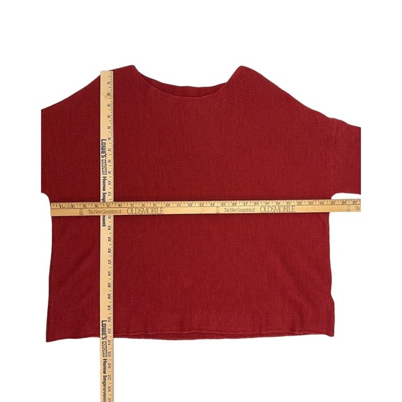 Eileen Fisher 100% Wool Sweater Asymmetrical Lagenlook Oversized M-L  Valentine' - Picture 6 of 7